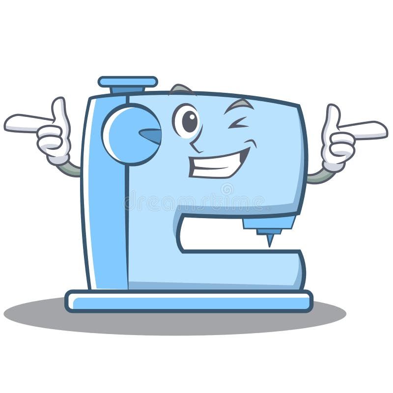 Wink sewing machine emoticon character. Vector illustration royalty free illustration