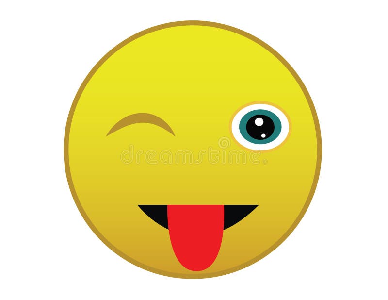 Wink Smiley, Emoticon, icon, emoji isolated on white background suitable for web use. Wink Smiley, Emoticon, icon, emoji in isolated white background which is vector illustration