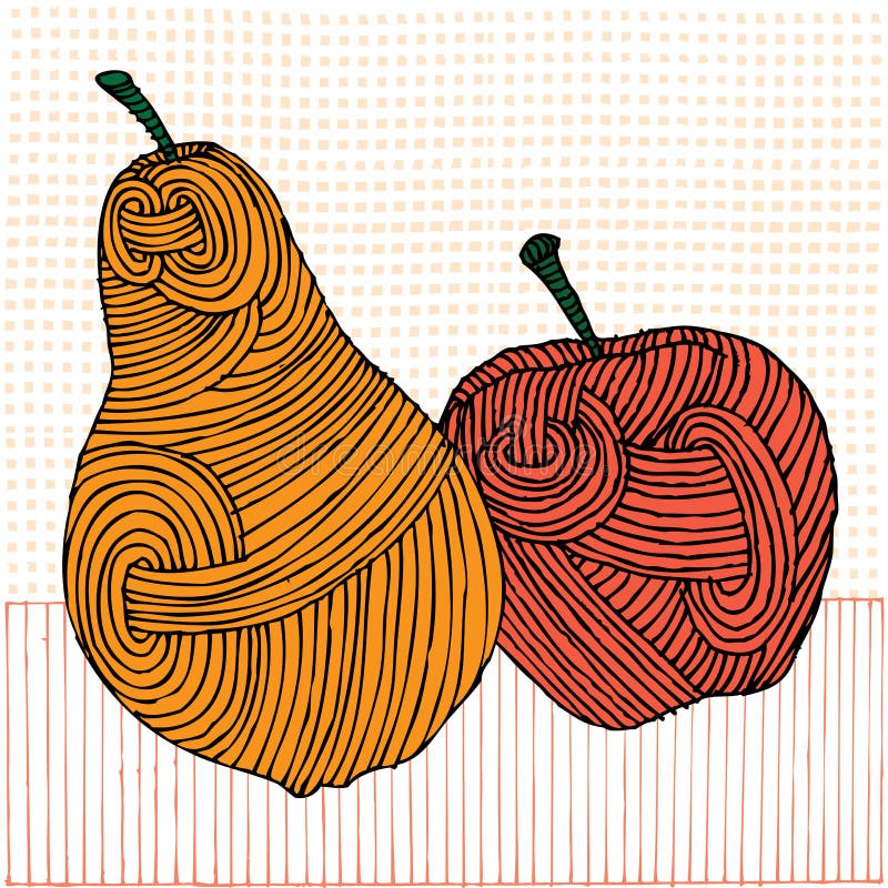 Woodcut apple and pear royalty free illustration