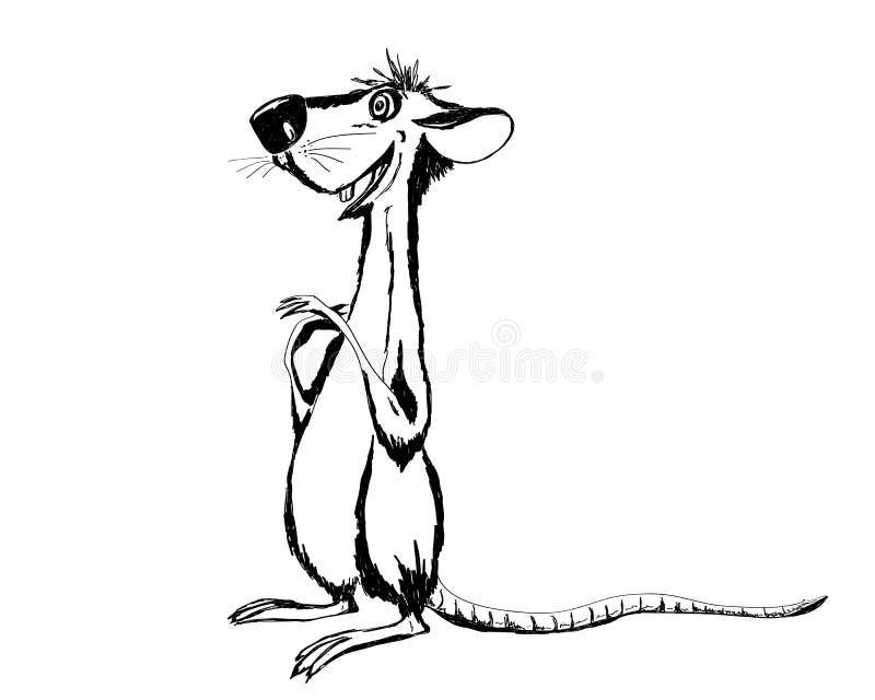 Funny rat drawn by hand on a white background. Simulates drawing a cartoon rat with a marker. Vector illustration. Copy space text vector illustration