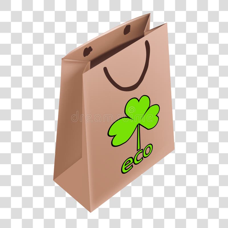 Drawing ecological logo on a paper bag. stock illustration