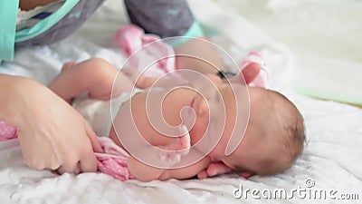 Cute little newborn baby sleeping in a dream stock video footage