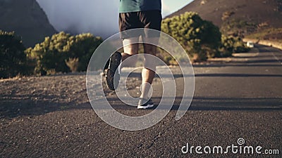 Man jogging on the concrete road stock video footage