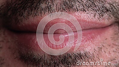 Unshaven Adult Male Smiling Lips Macro Close Up Footage. Unshaven Adult Male Smiling Lips Macro Close Up Footage, 1920x1080 full HD stock video