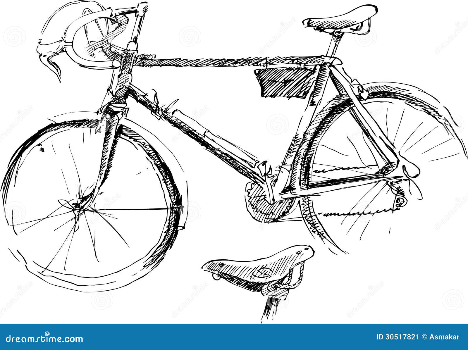 Набросок велосипеда карандашом