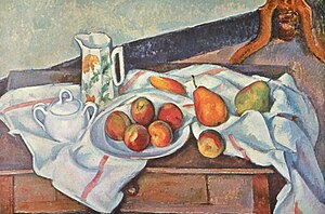 300px Nature morte avec p%C3%AAches et poires%2C par Paul C%C3%A9zanne%2C Mus%C3%A9e Pouchkine
