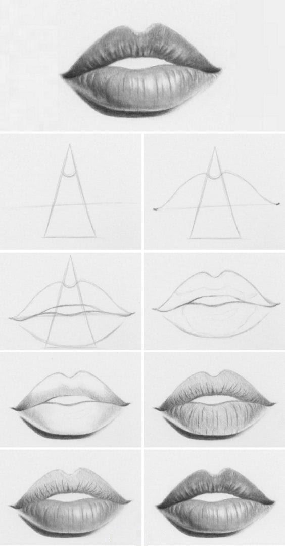 Рисунки губ для срисовки-3