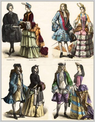 18th century Baroque fashion. On the history of costumes. Münchener Bilderbogen