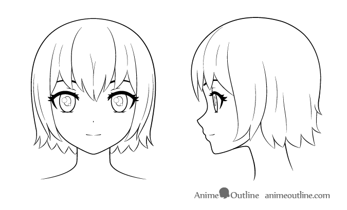 Anime girl line drawing