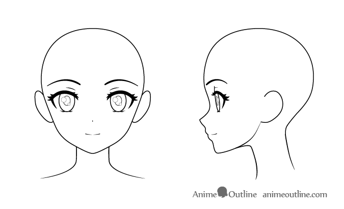 Anime girl facial features drawing