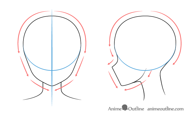 Anime girl head shape drawing