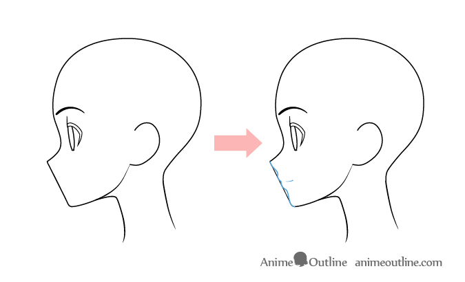 Anime girl mouth side view drawing