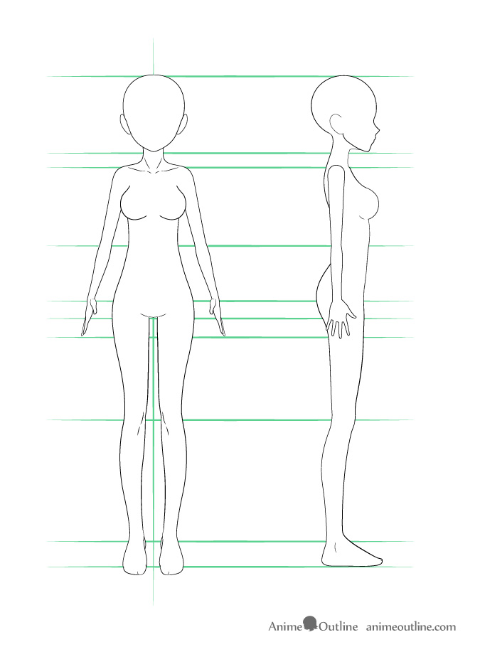 Anime girl body outline