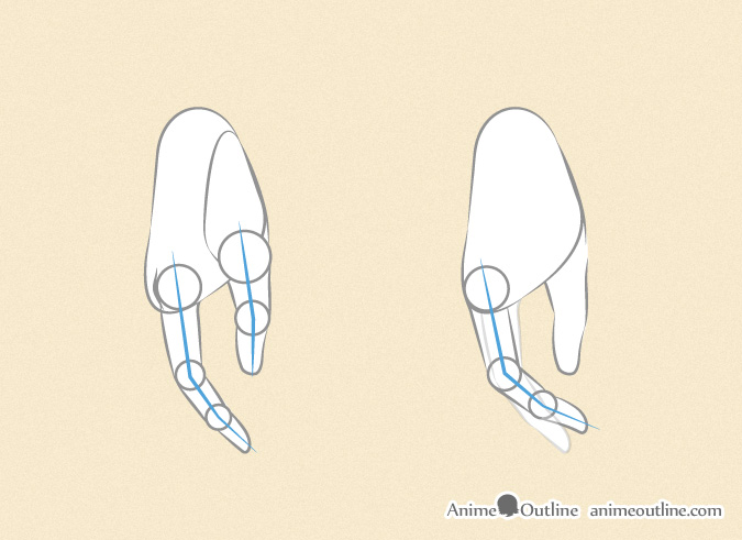 Drawing anime hands side thumb index and middle finger