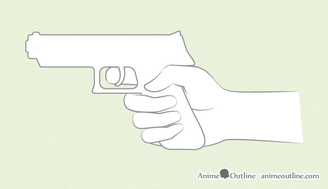 Anime hand holding gun sketch