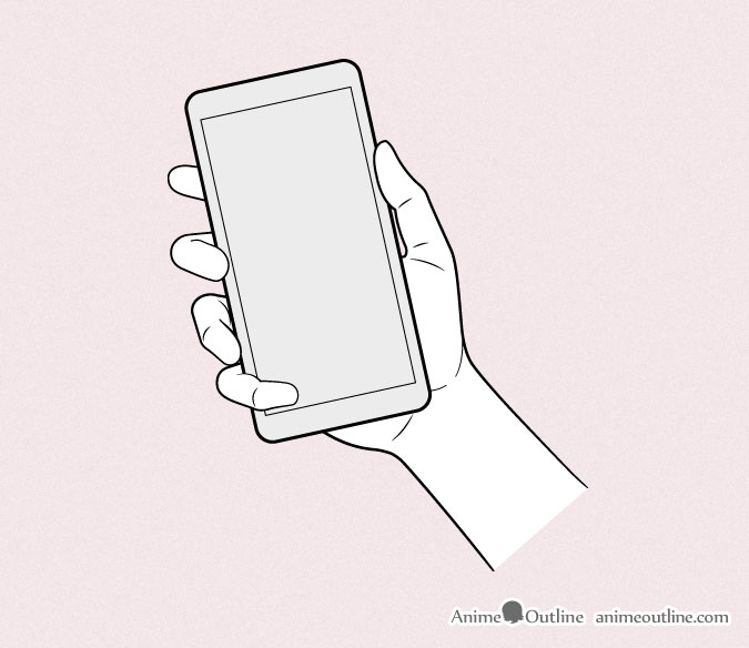 Anime hand holding phone