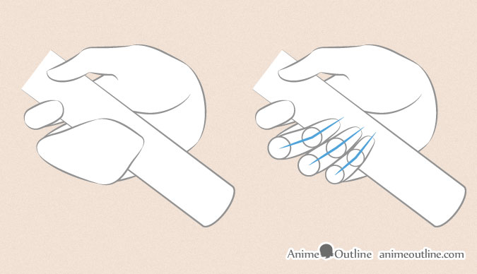 Anime hand holding sword finger proportions