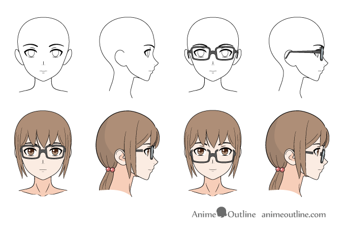 Anime glasses drawing examples