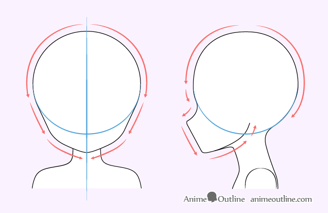 Cute anime girl head drawing