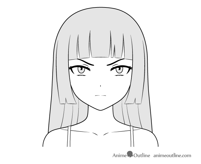 Anime villain girl face drawing