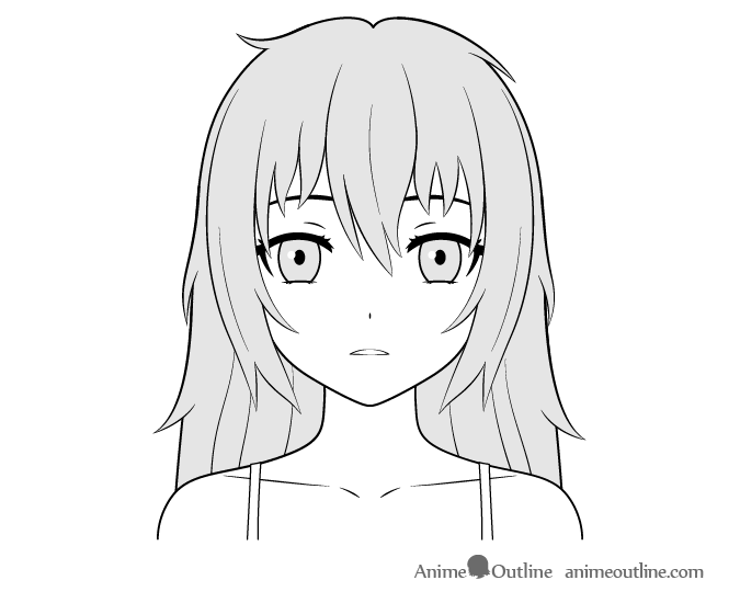 Anime yandere girl cold stare face drawing