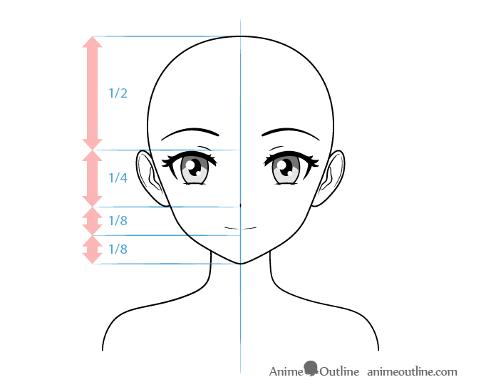 Anime female character smiling face drawing