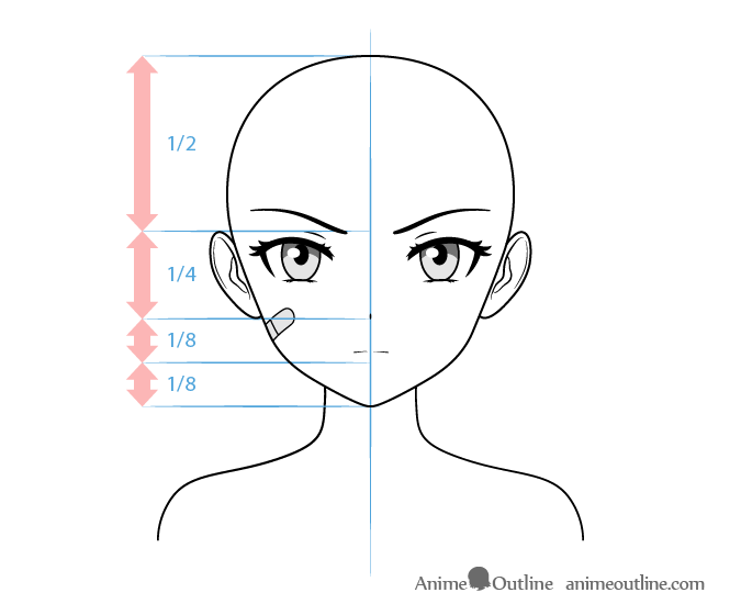 Anime tough female character face drawing