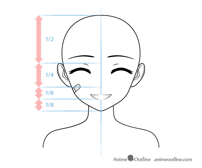 Anime tough female character happy face drawing