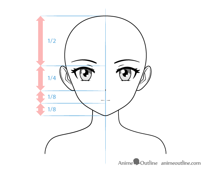 Anime tsundere female character face drawing