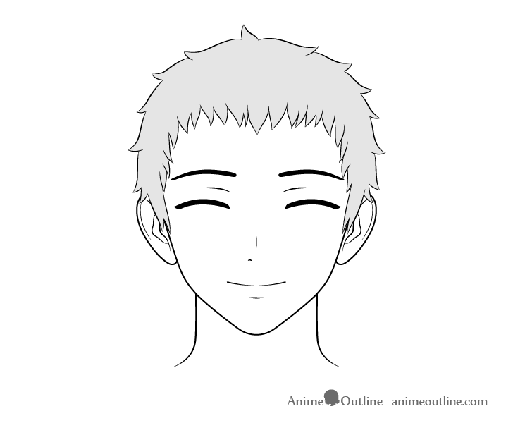 Anime friendly guy content face drawing