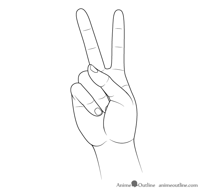 Hand peace sign drawing
