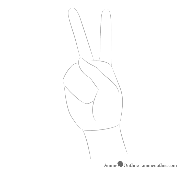 Hand peace joints fingers drawing