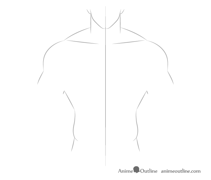 Anime muscular male body collar bones