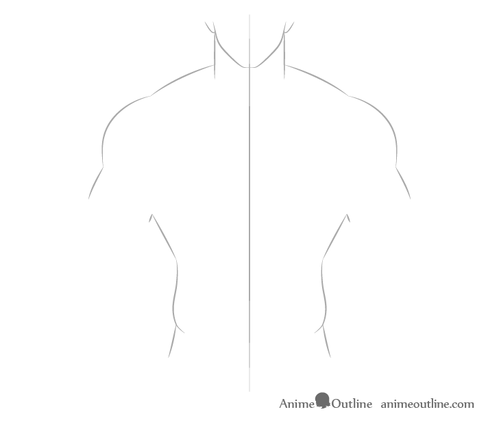 Anime muscular male body outline drawing
