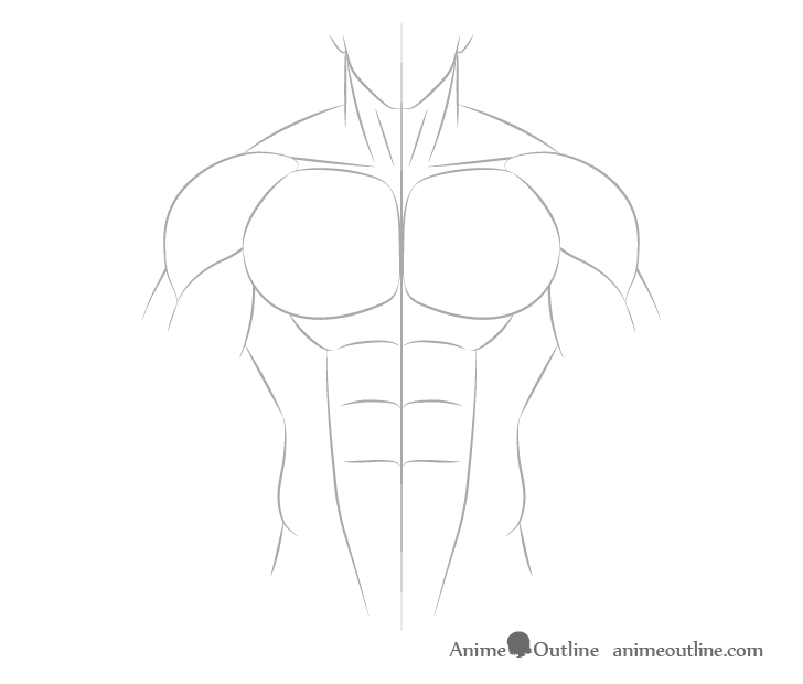 Anime muscular male neck drawing