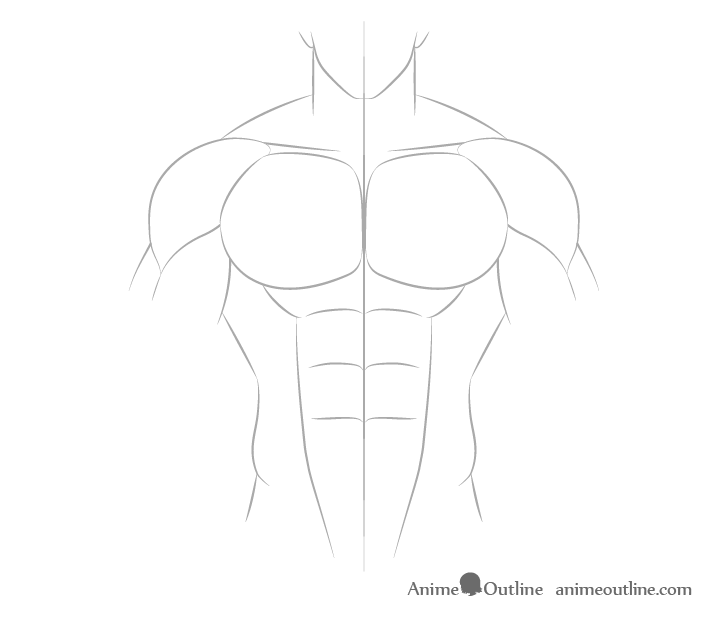 Anime muscular male shoulders drawing