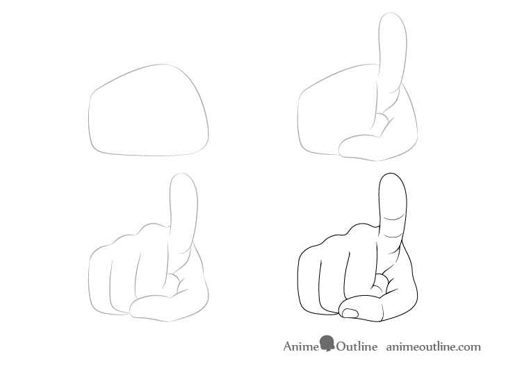 Finger pointing hand drawing step by step