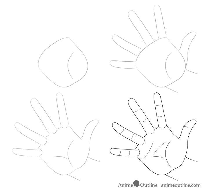Hand casting drawing step by step