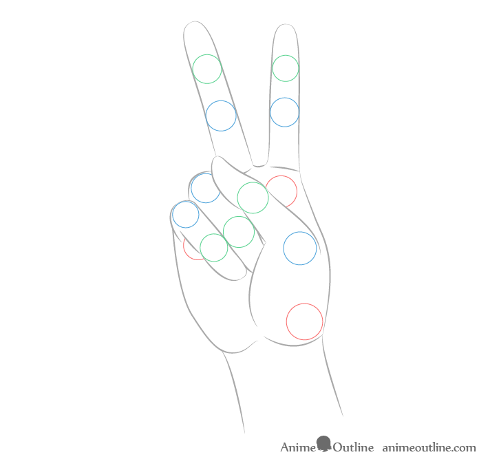 Hand peace joints shape drawing