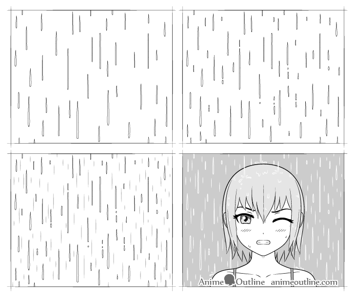 anime rain drawing step by step
