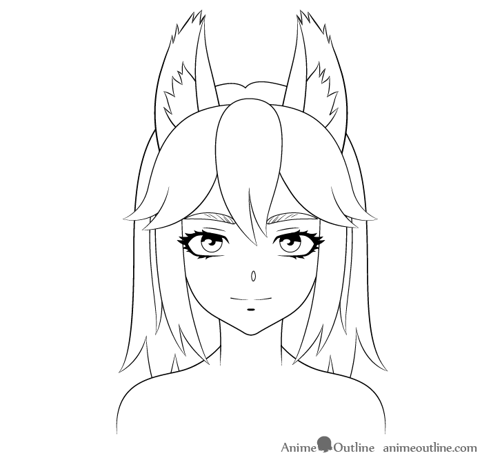 Anime wolf facial details drawing