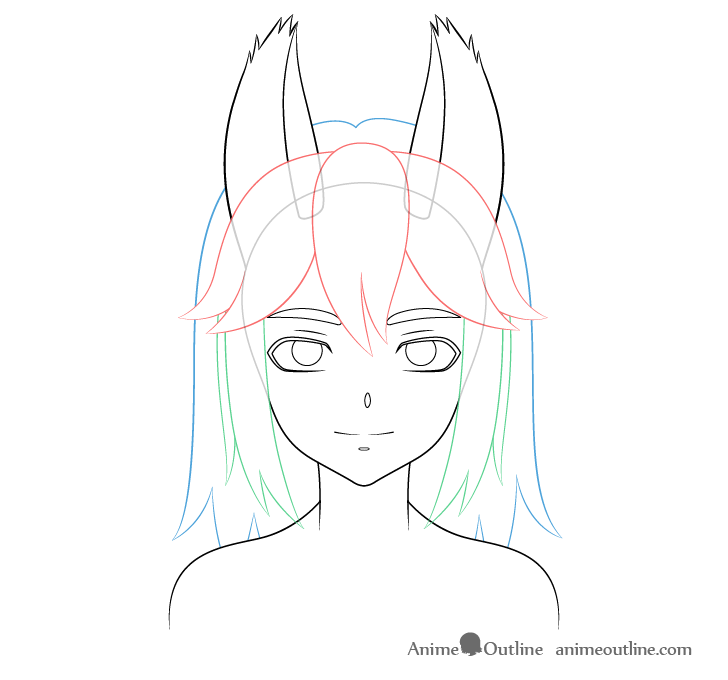 Anime wolf girl hair drawing