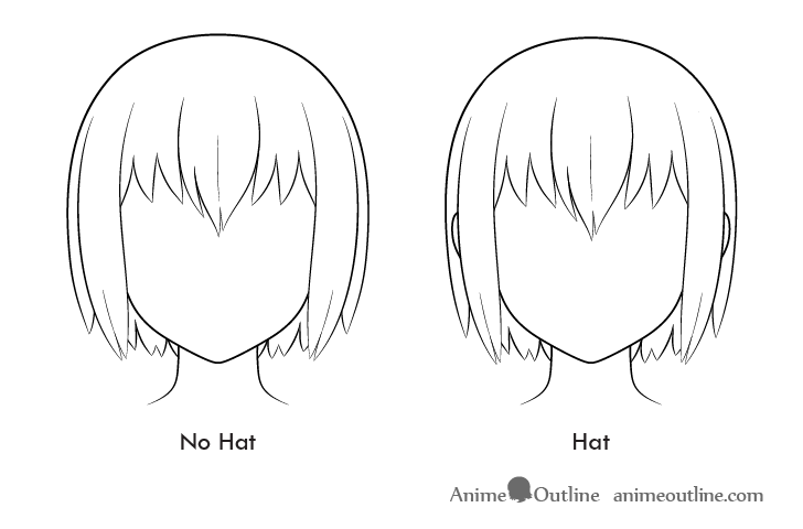 Anime hair volume hat vs no hat