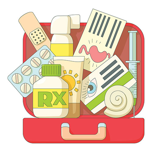 An illustration of an emergency kit