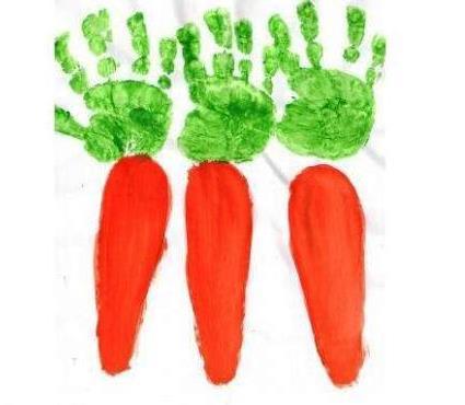 Рисование пальчиками и ладошками с детьми 1-3 лет – морковка