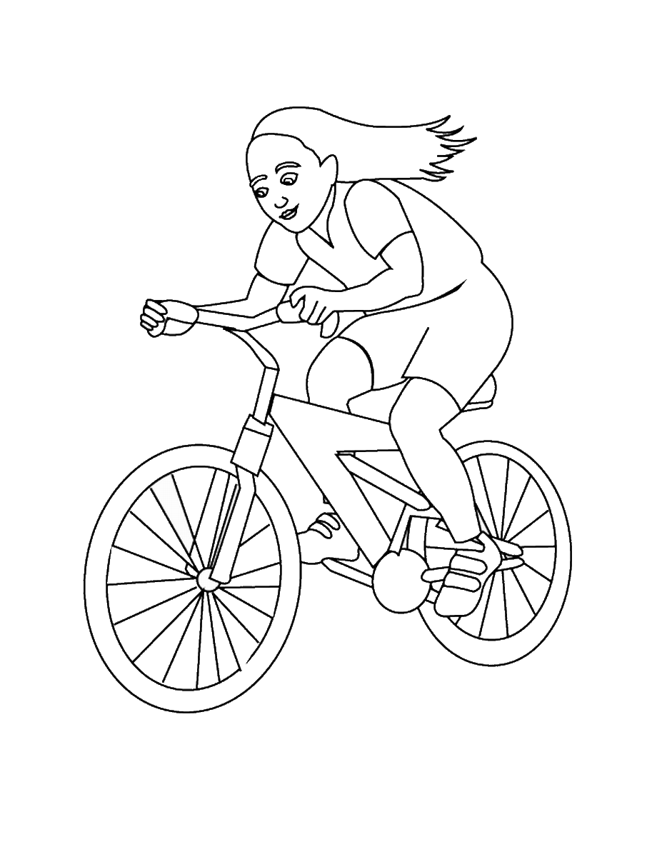 Девочка на велосипеде раскраска