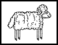 How to Draw Cartoon Sheep / Lambs for Preschoolers and Young Children