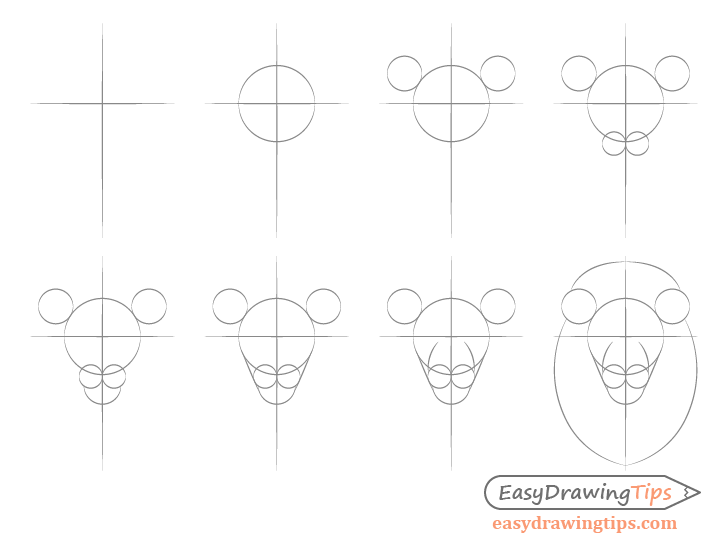 Lion basic head shape step by step drawing