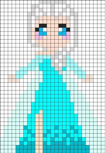 17581_Elsa_from_Frozen_for_Perler Рисунки по клеточкам: девочки