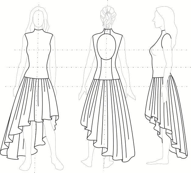 woman-dress-fashion-sketch Рисунки карандашом платья